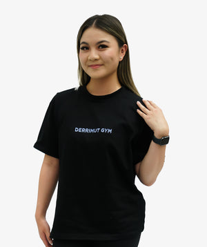 WOMEN EMBROIDERED OVERSIZED TEE - BLACK
