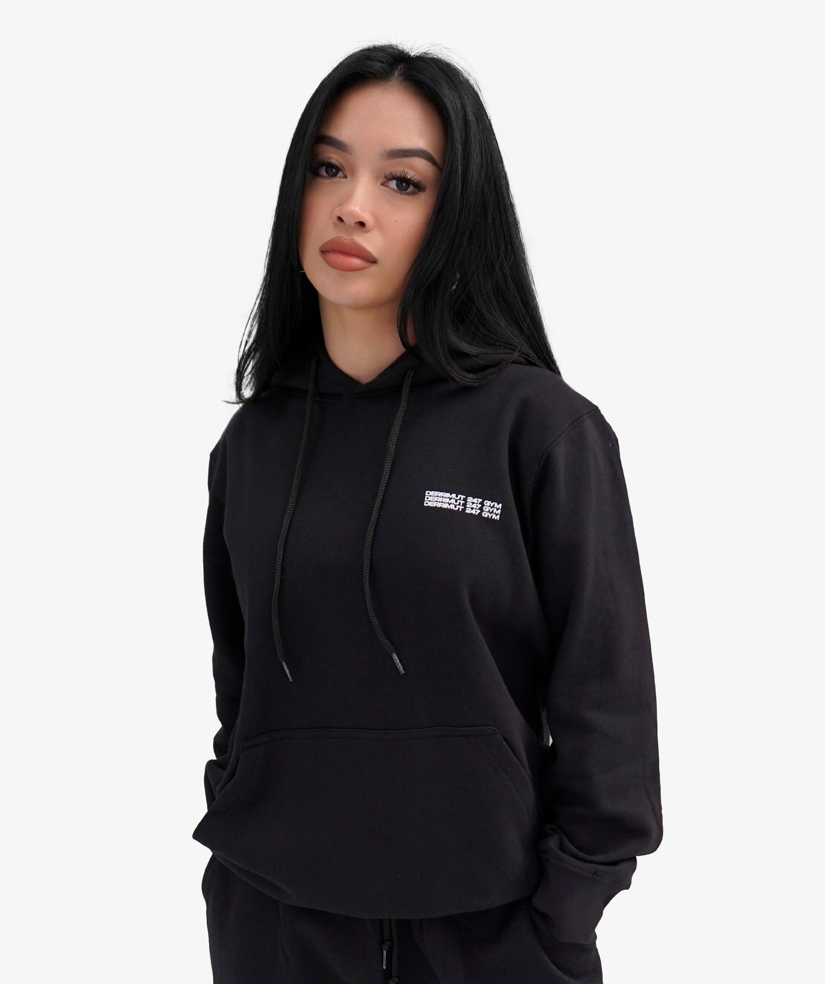 Unisex Triple Stacked Hoodie Black and White